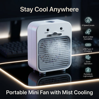 Portable Mini Fan With Mist Cooling