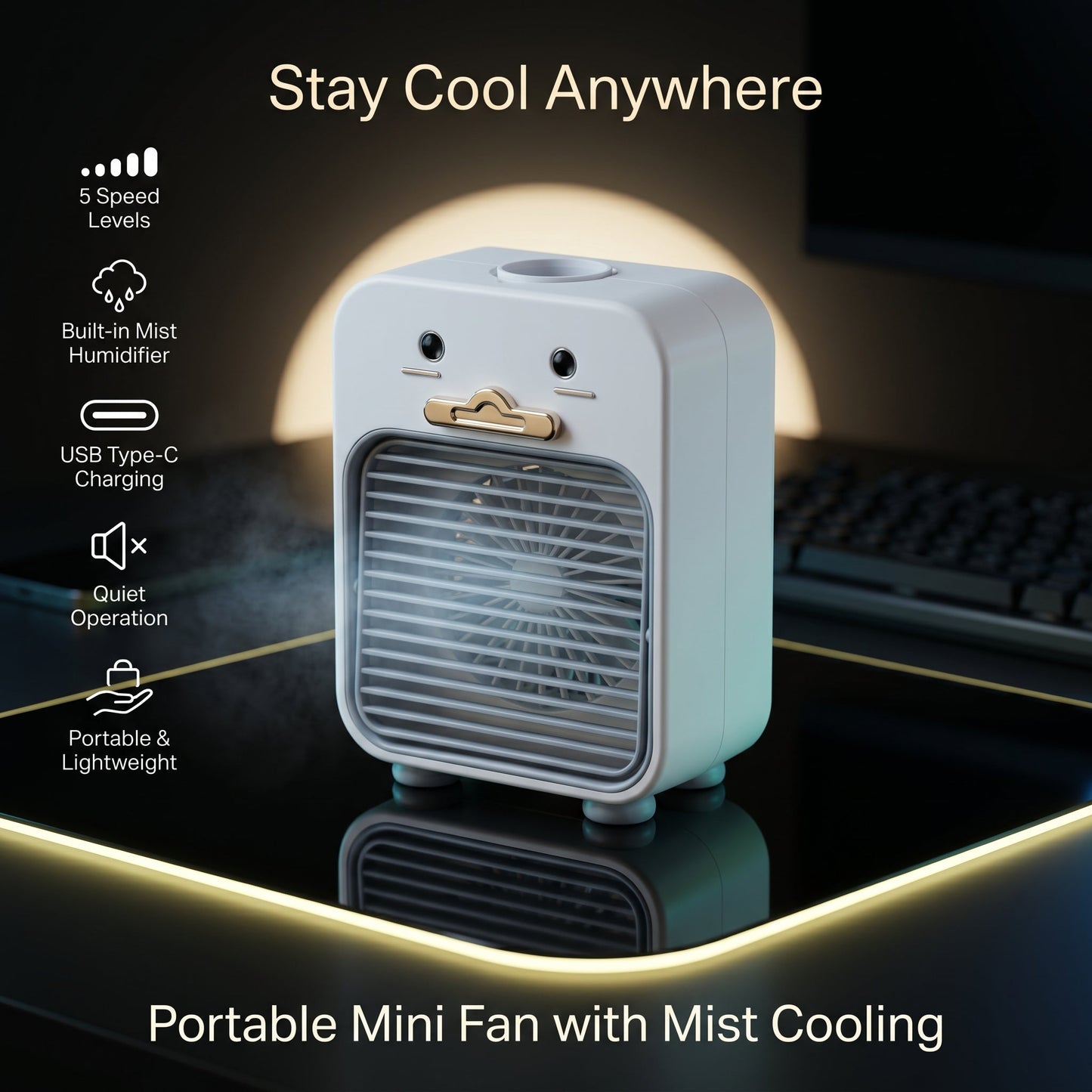 Portable Mini Fan With Mist Cooling