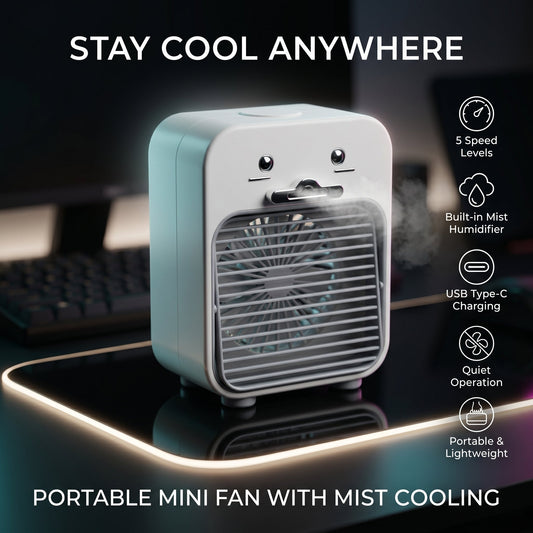 Portable Mini Fan With Mist Cooling
