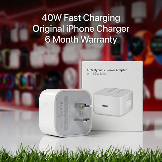 Original 40W Fast Charger With Free Cable For iPhone 17 Pro Max & Premium Smartphones | USB-C Power Adaptor | 6 Month Warranty