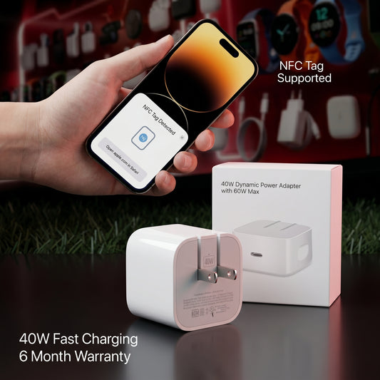 Original 40W Fast Charger With Free Cable For iPhone 17 Pro Max & Premium Smartphones | USB-C Power Adaptor | 6 Month Warranty